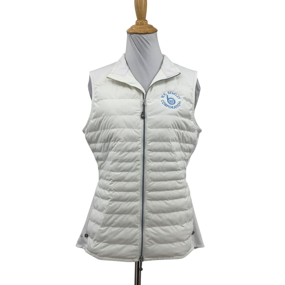 Peter Millar Vest Women M Medium Ivory Fuse Elite Quilted Full Zip Puffer *LOGO